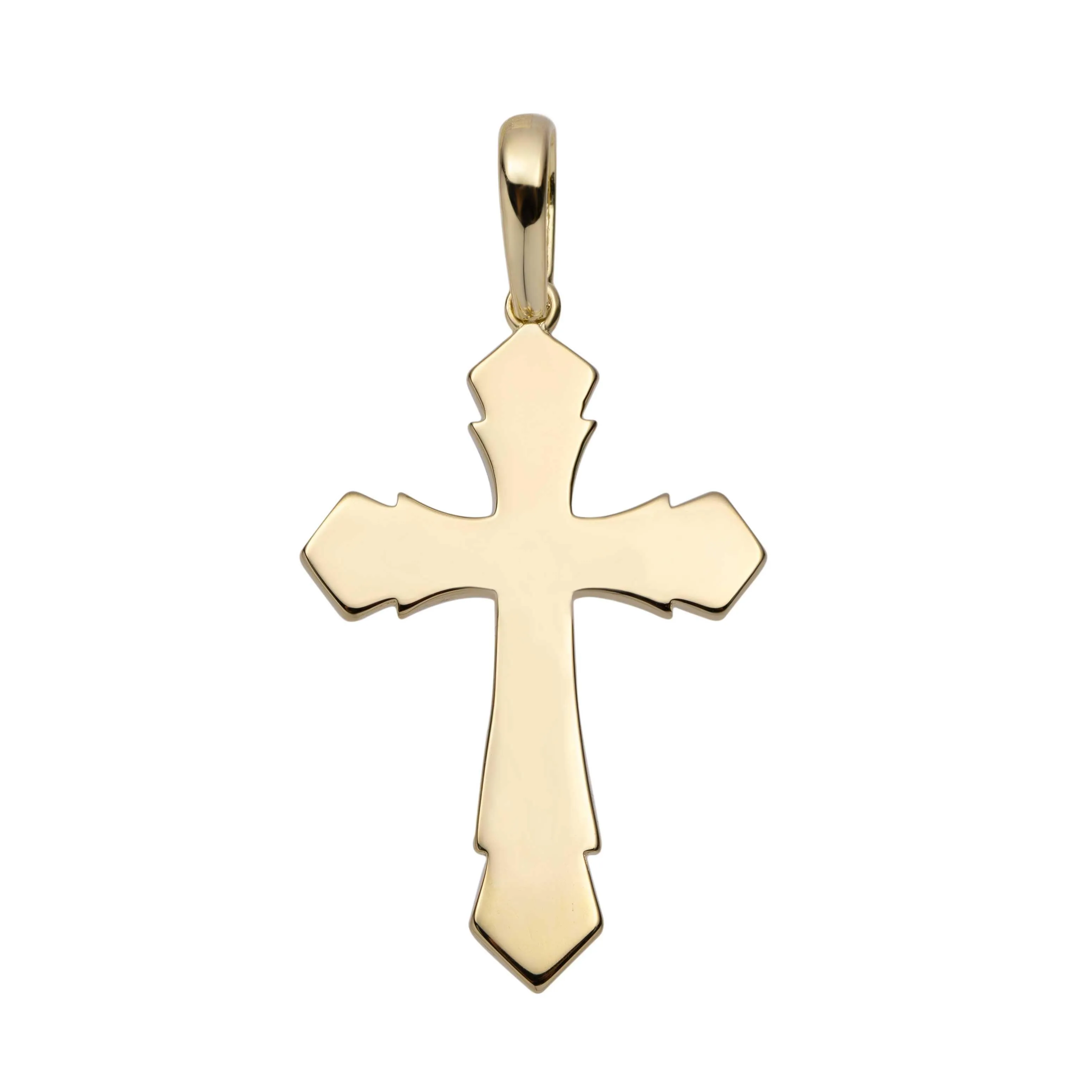 1 1/2" Polished Jesus Cross Crucifix Pendant Solid 14K Yellow Gold