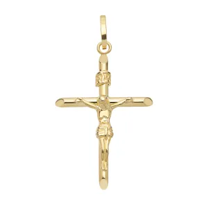 1 3/8" INRI Jesus Crucifix Cross Pendant 10K Yellow Gold