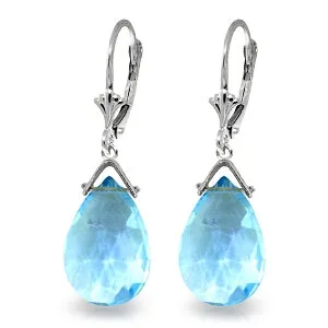 10.2 Carat 14K Solid White Gold Clarifying Sight Blue Topaz Earrings