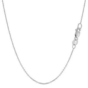 10k White Gold Cable Link Chain Necklace, 1mm, 18"