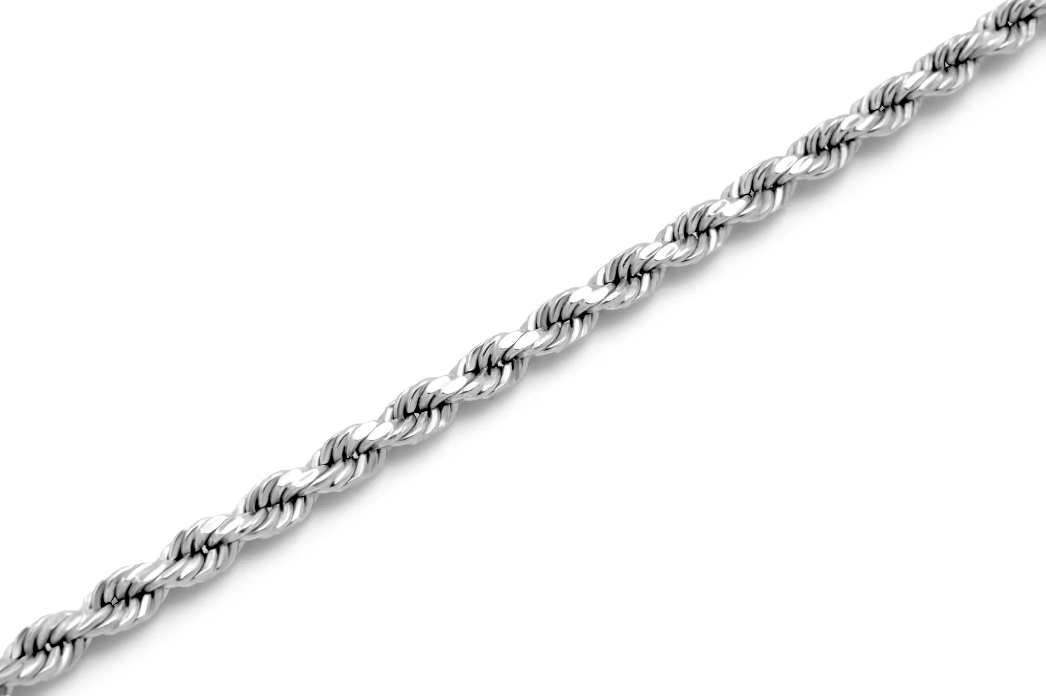 10K White Gold Hollow Rope Chain 3mm