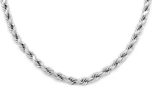 10K White Gold Hollow Rope Chain 3mm