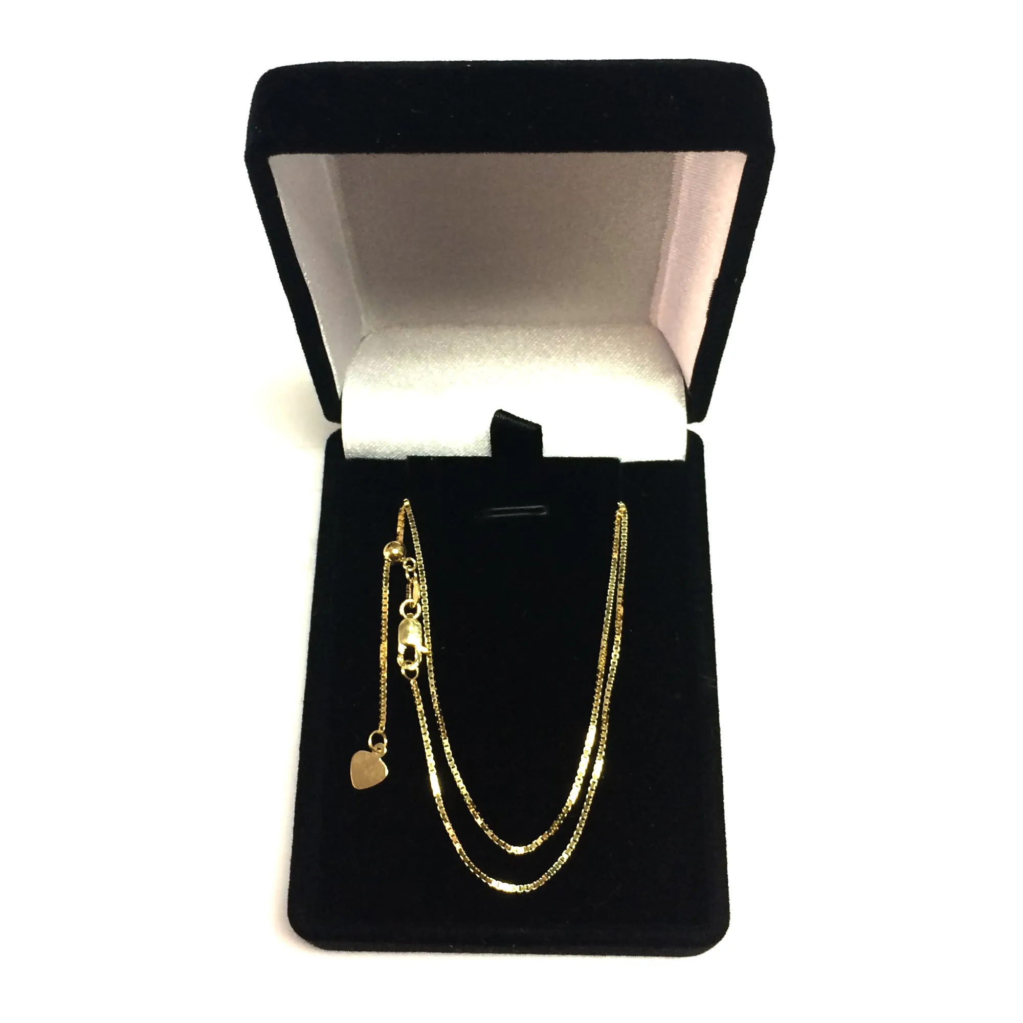 10k Yellow Gold Adjustable Box Link Chain Necklace, 0.85mm, 22"