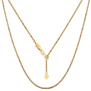 10k Yellow Gold Adjustable Sparkle Link Chain Necklace, 1.5mm, 22"