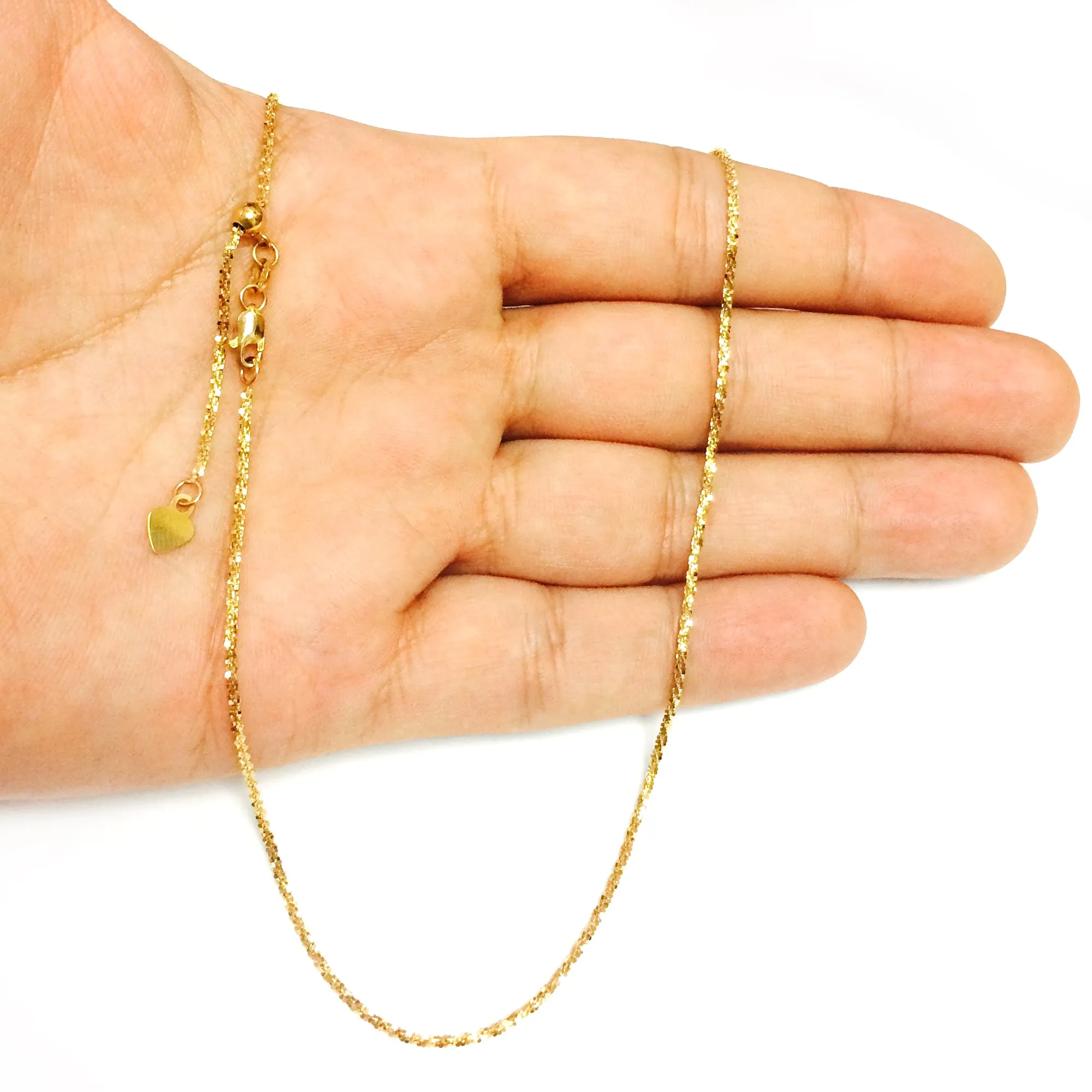 10k Yellow Gold Adjustable Sparkle Link Chain Necklace, 1.5mm, 22"