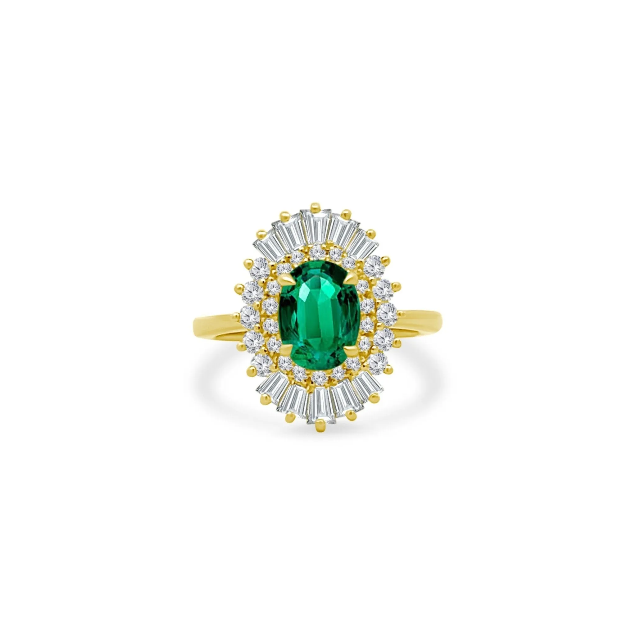 1.43ct Emerald Sunburst Ring