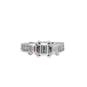 1.48ctw 3-stone Emerald Cut Diamond Engagement Ring in 14k White Gold