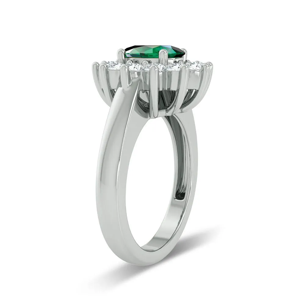 14K 0.79ct Diamond Emerald Ring