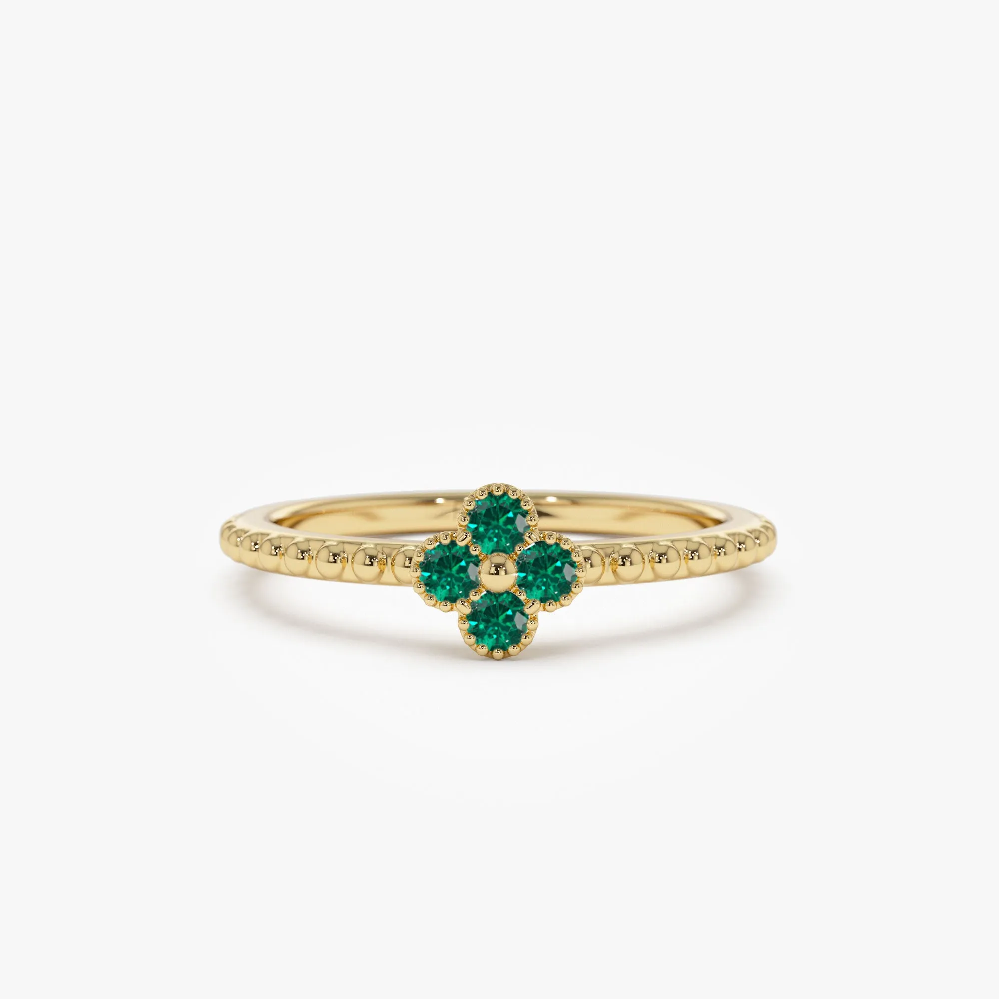 14k Emerald Clover Ring