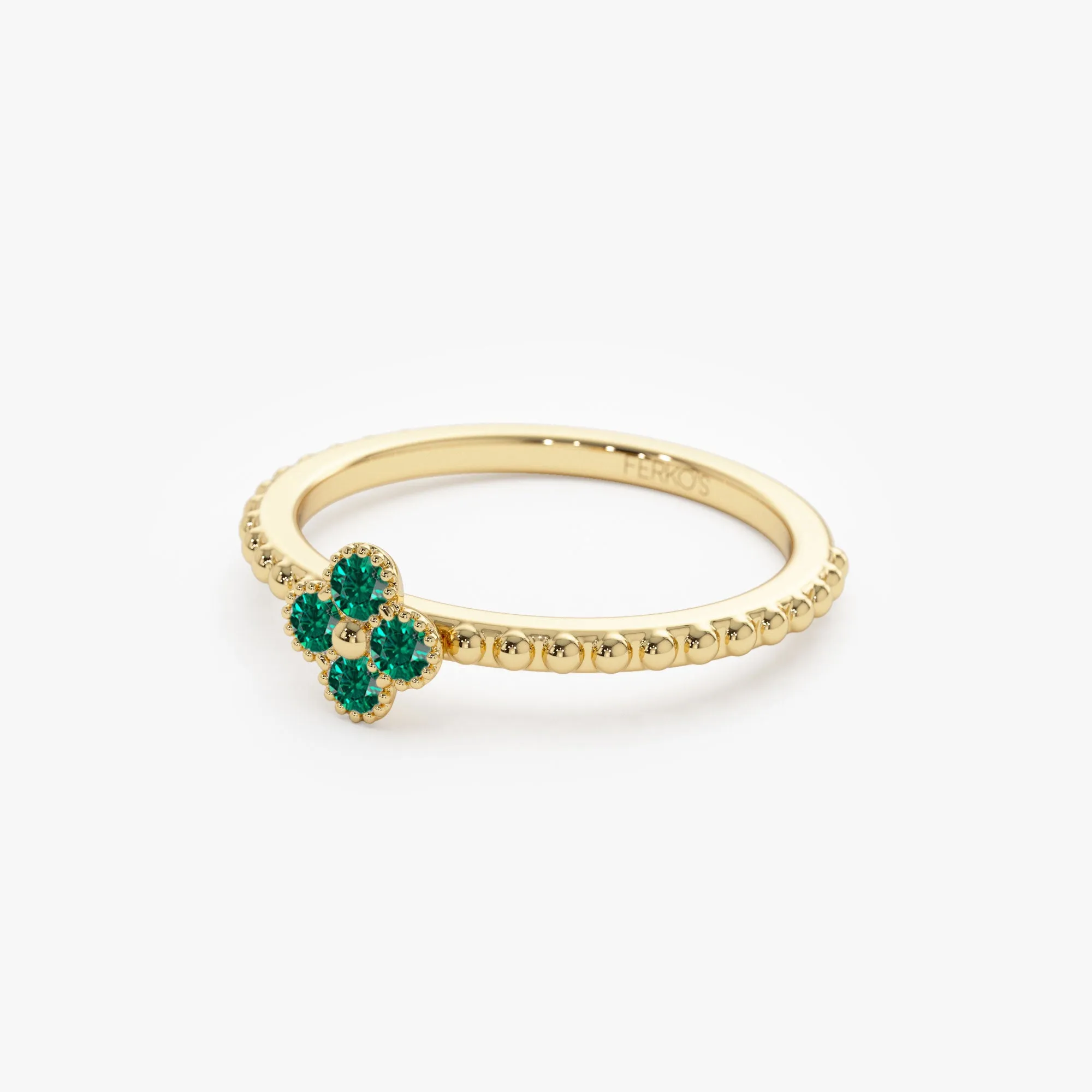 14k Emerald Clover Ring