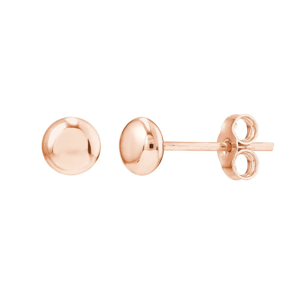 14k Flat Round Pebble Stud Earrings