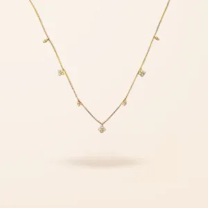 14K Gold Diamond Clover Drop Necklace