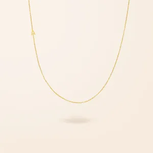 14K Gold One Asymmetrical Mini Initial Necklace