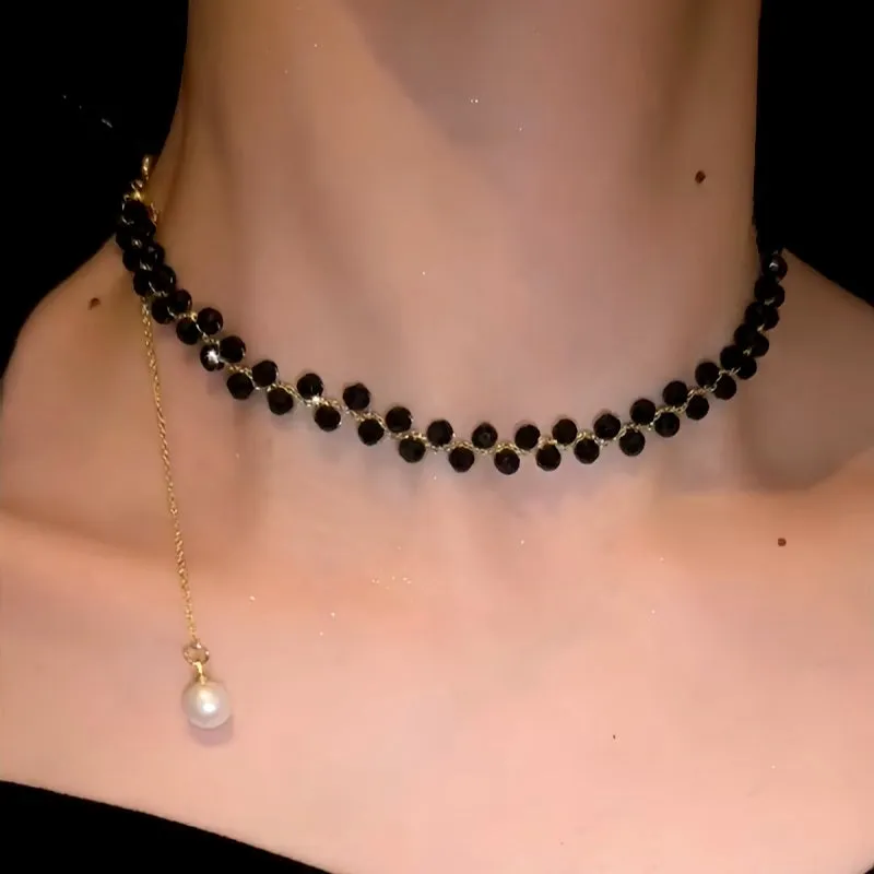 14K Gold-Plated Black Bead Necklaces