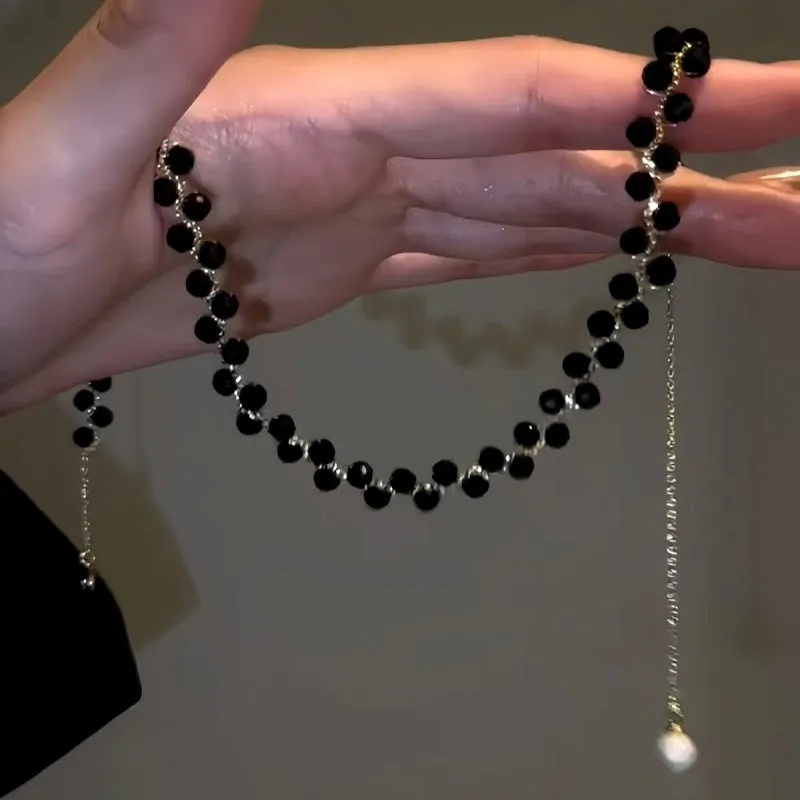 14K Gold-Plated Black Bead Necklaces