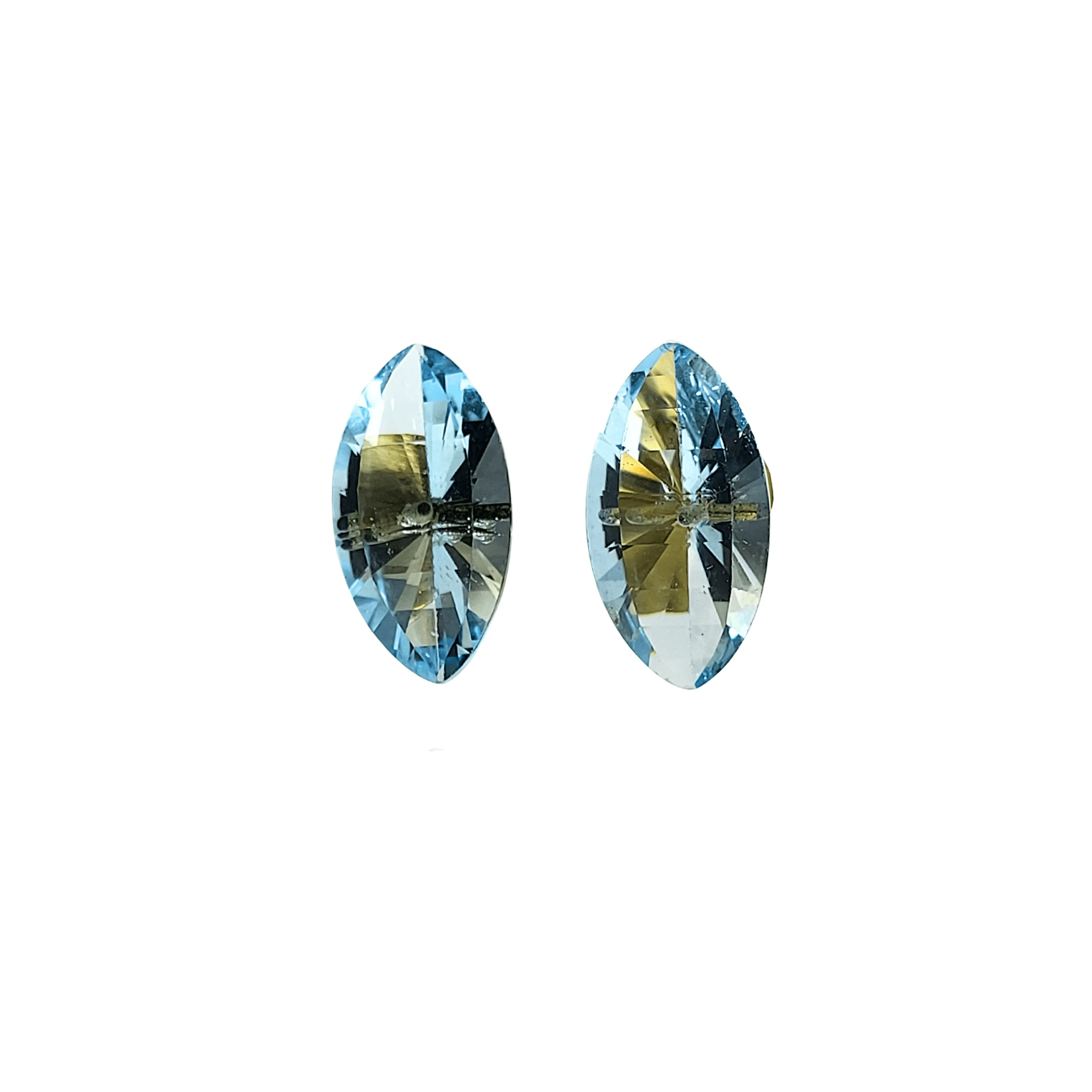 14k Gold Topaz Stud Earrings Sky Blue