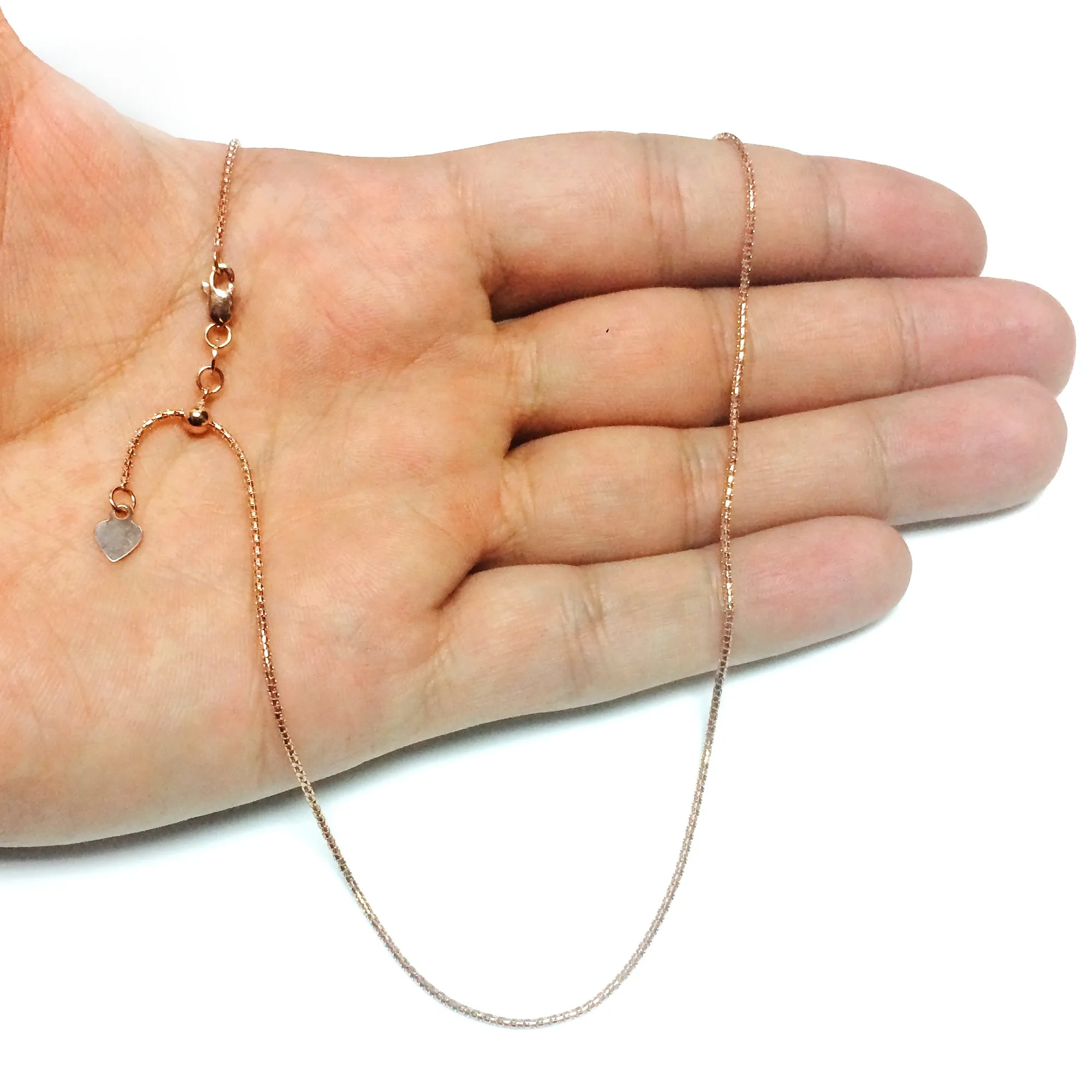 14k Rose Gold Adjustable Popcorn Link Chain Necklace, 1.3mm, 22"