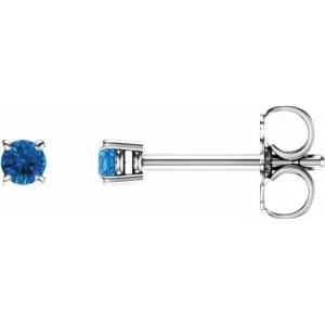 14K White 2.5 mm Natural Swiss Blue Topaz Stud Earrings