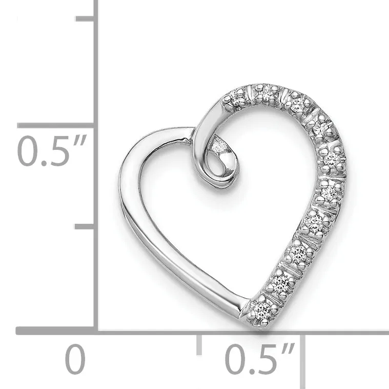 14k White Gold 1/20ct. Diamond Heart Design Chain Slide Pendant