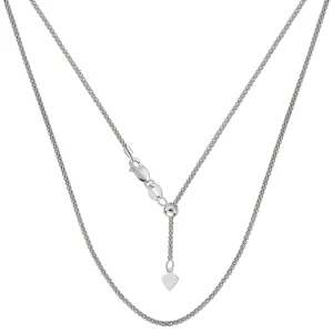 14k White Gold Adjustable Popcorn Link Chain Necklace, 1.3mm, 22"