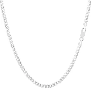 14k White Gold Comfort Curb Chain Necklace, 2.7mm