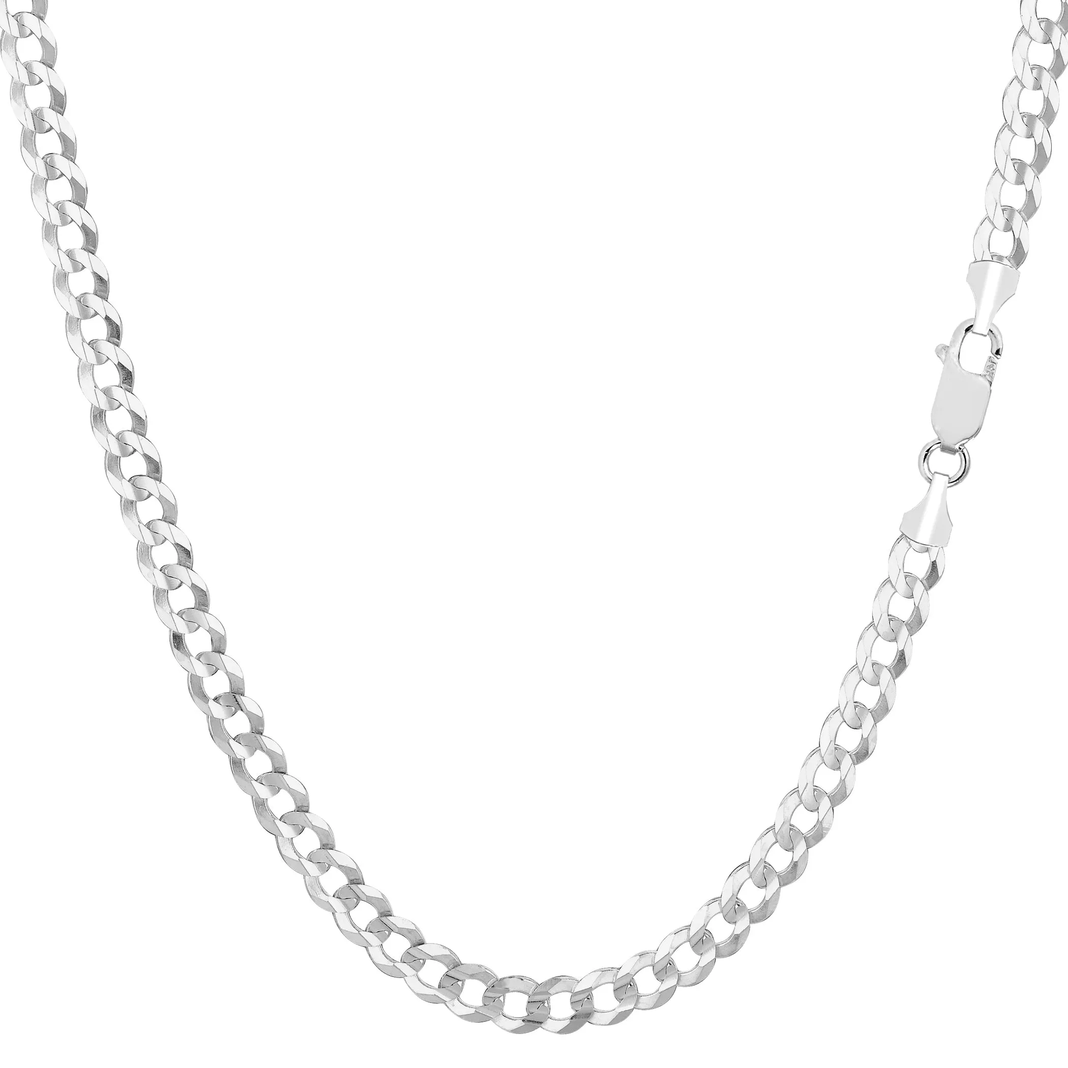 14k White Gold Comfort Curb Chain Necklace, 3.6mm