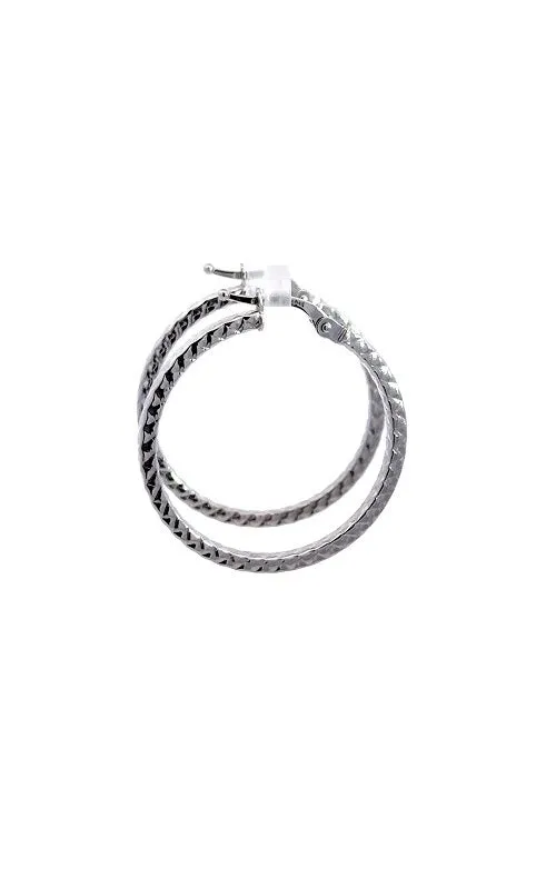 14K WHITE GOLD DIAMOND CUT 30MM HOOP EARRINGS  G15362