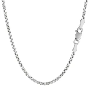 14k White Gold Round Box Chain Necklace, 2.4mm