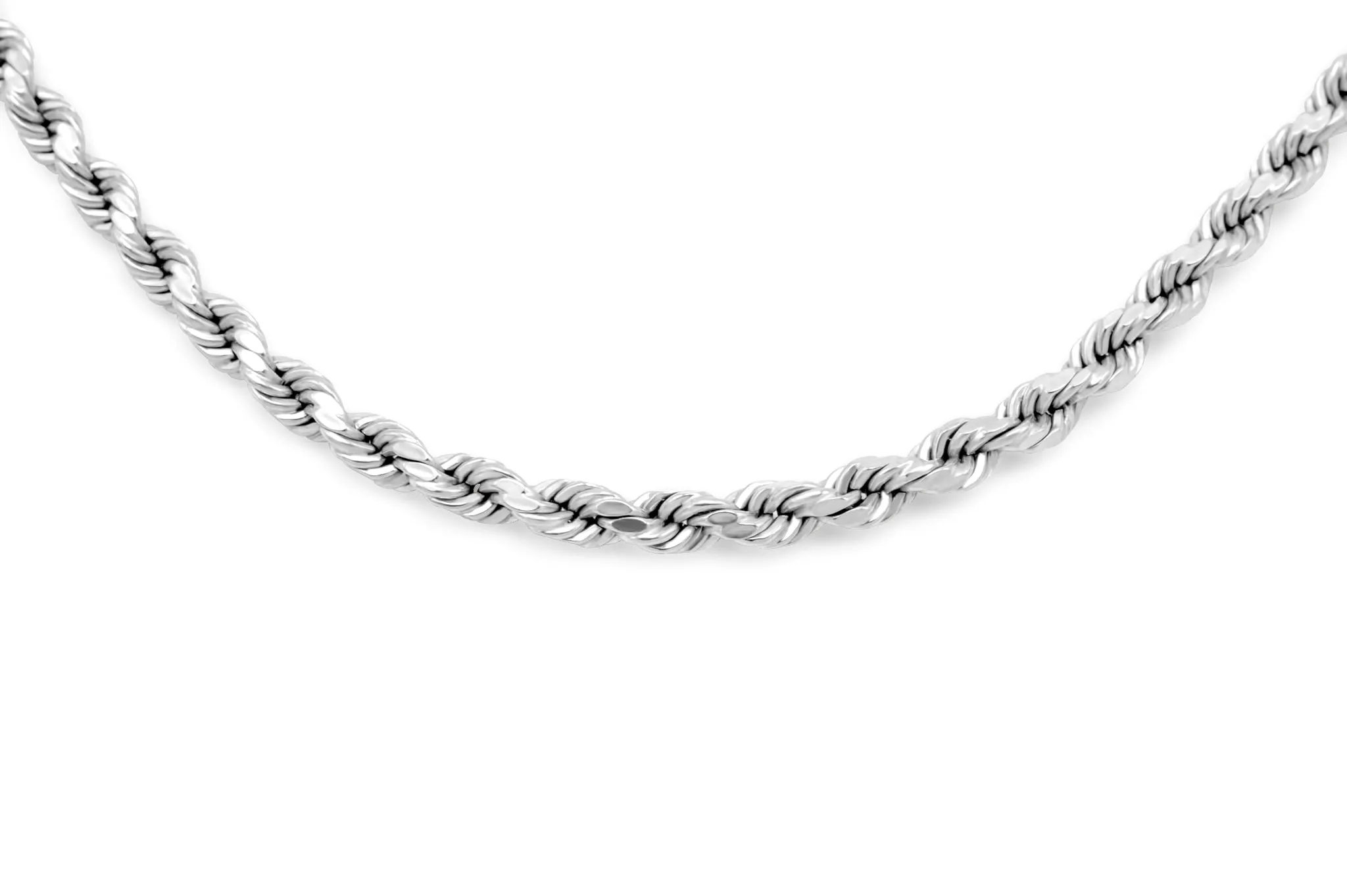 14K White Gold Solid Rope Chain 3mm