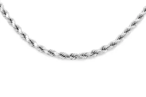 14K White Gold Solid Rope Chain 3mm