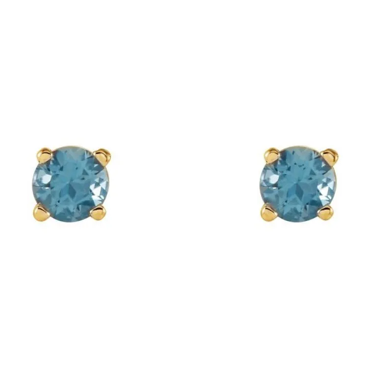 14K Yellow 4 mm Natural Swiss Blue Topaz Stud Earrings