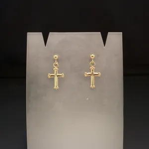 14K Yellow Gold Cross Earrings