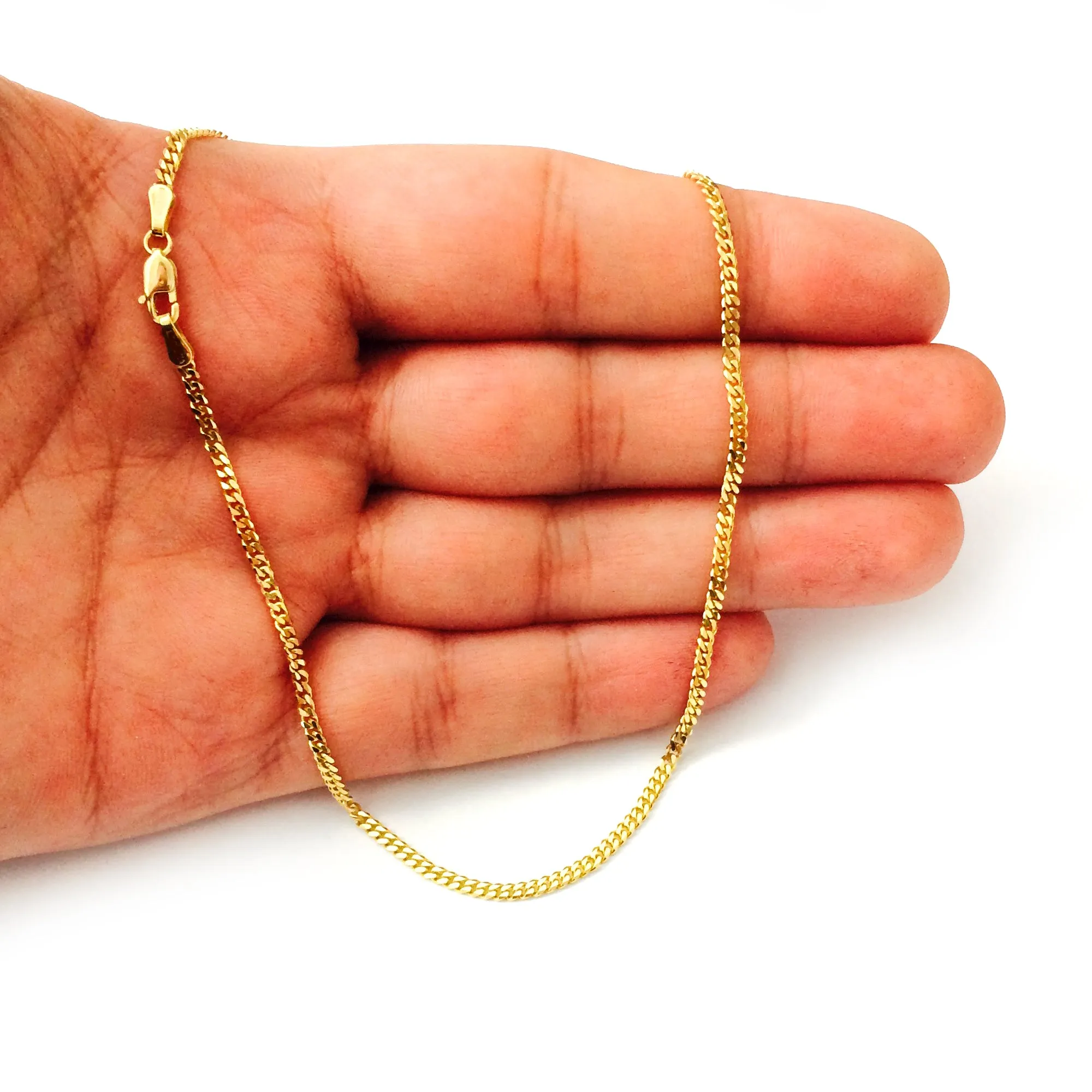 14k Yellow Gold Gourmette Chain Necklace, 2.0mm