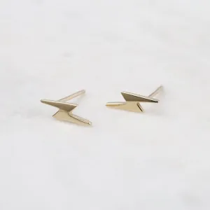 14k Yellow Gold Lighting Bolt Stud Earrings