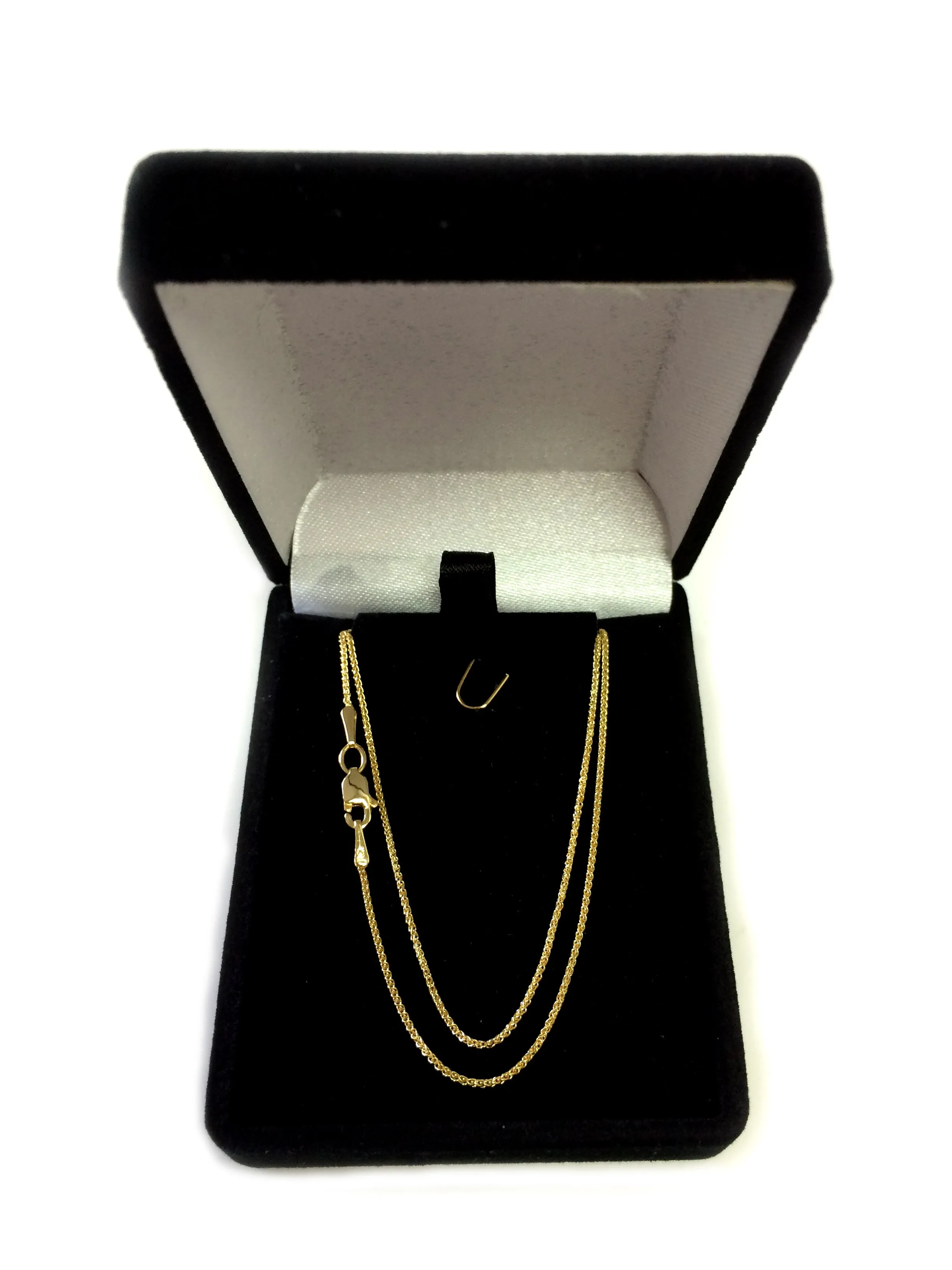 14k Yellow Gold Round Wheat Chain Necklace, 1.15mm