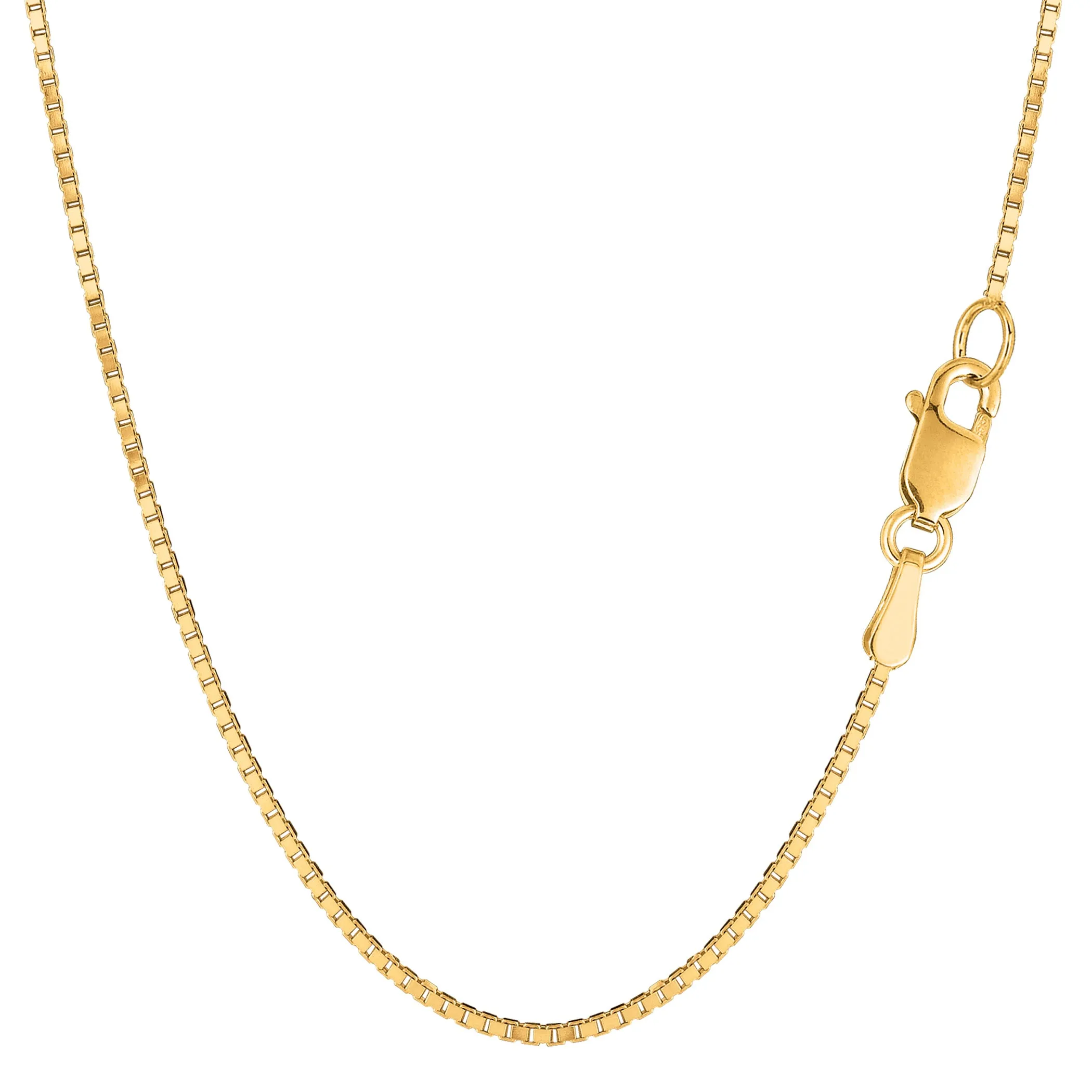 14k Yellow Solid Gold Mirror Box Chain Necklace, 1.2mm