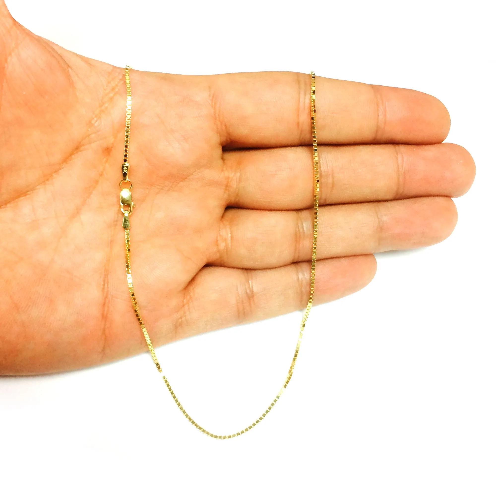 14k Yellow Solid Gold Mirror Box Chain Necklace, 1.2mm