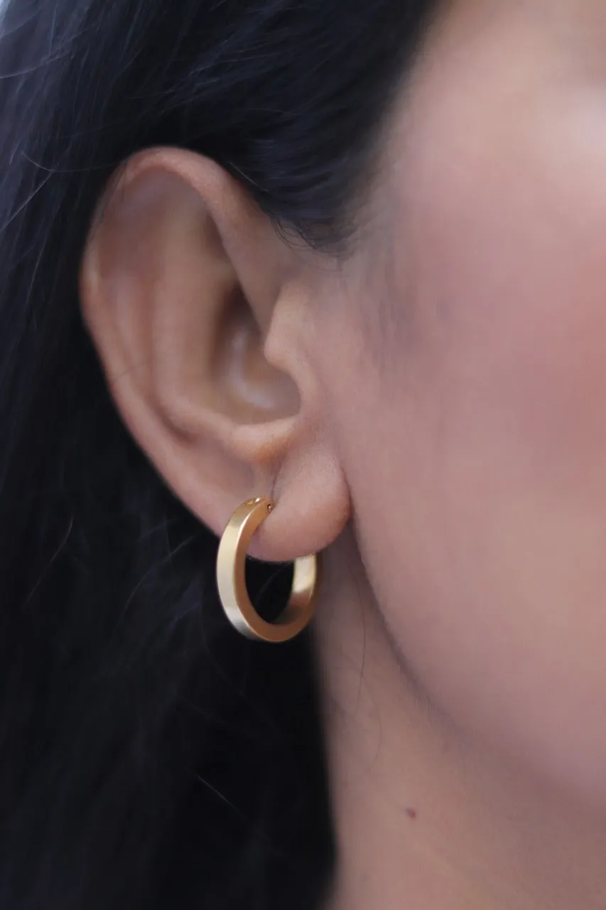 18K Gold-Filled Flat Small Hoop Earrings