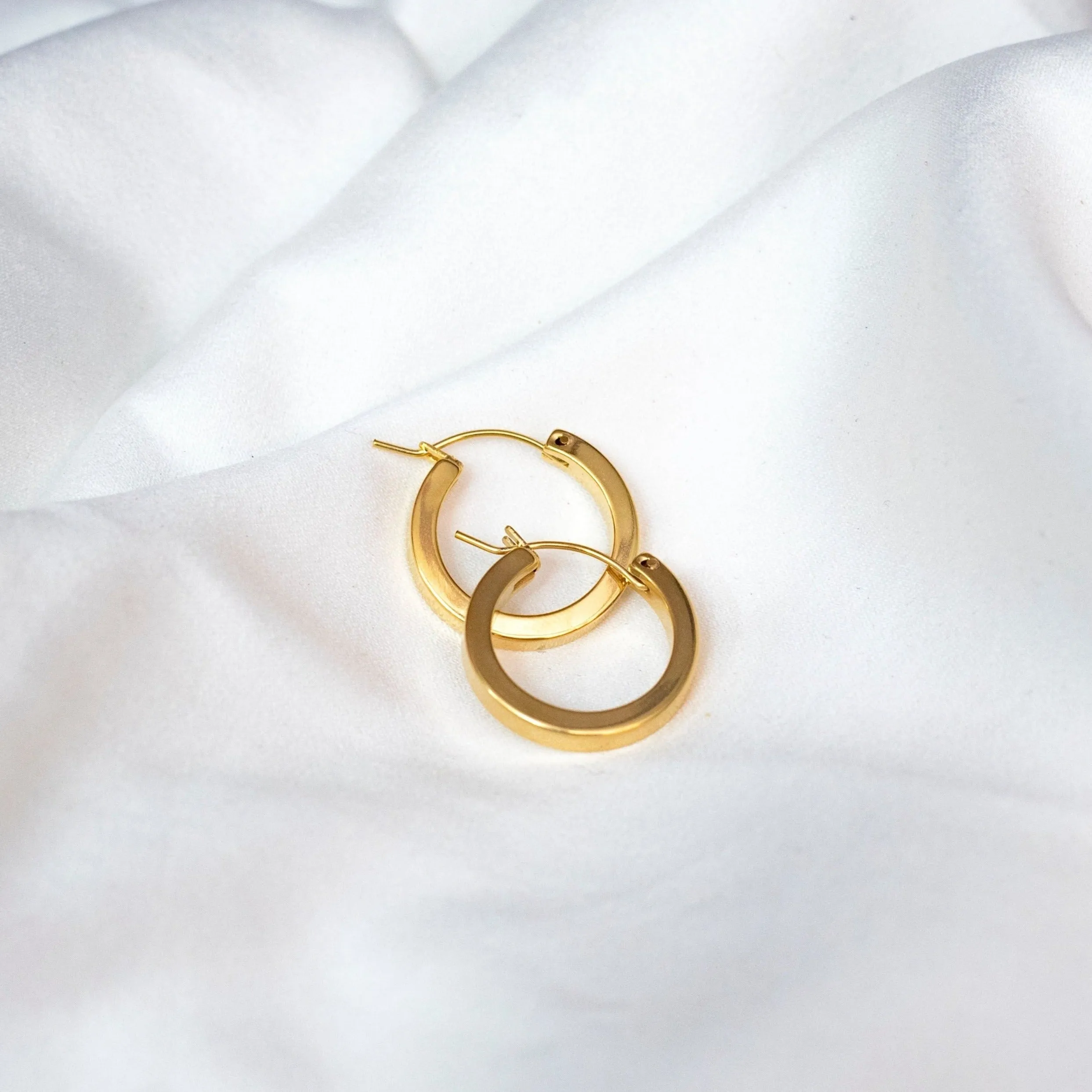 18K Gold-Filled Flat Small Hoop Earrings