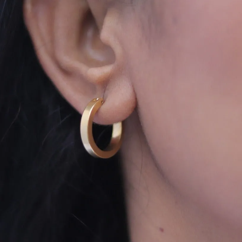 18K Gold-Filled Flat Small Hoop Earrings