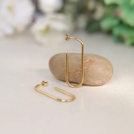 18K Gold-Filled Rectangle Tube Hoop Earrings