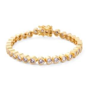 18k Gold Vermeil White Topaz Heart Tennis Bracelet: The Leticia