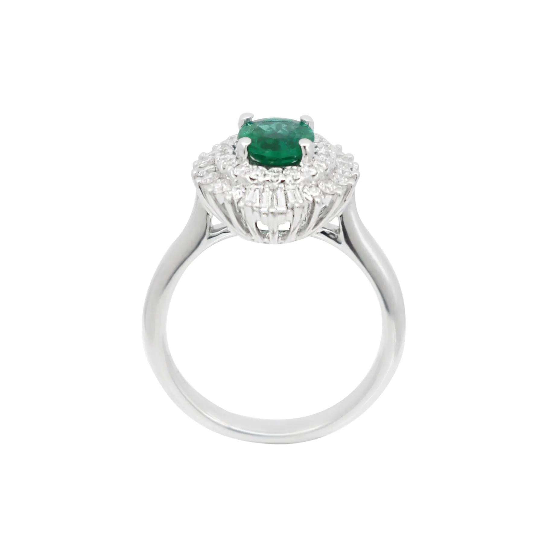 18K White Gold 0.80ct Emerald and Diamond Ring - 20729196