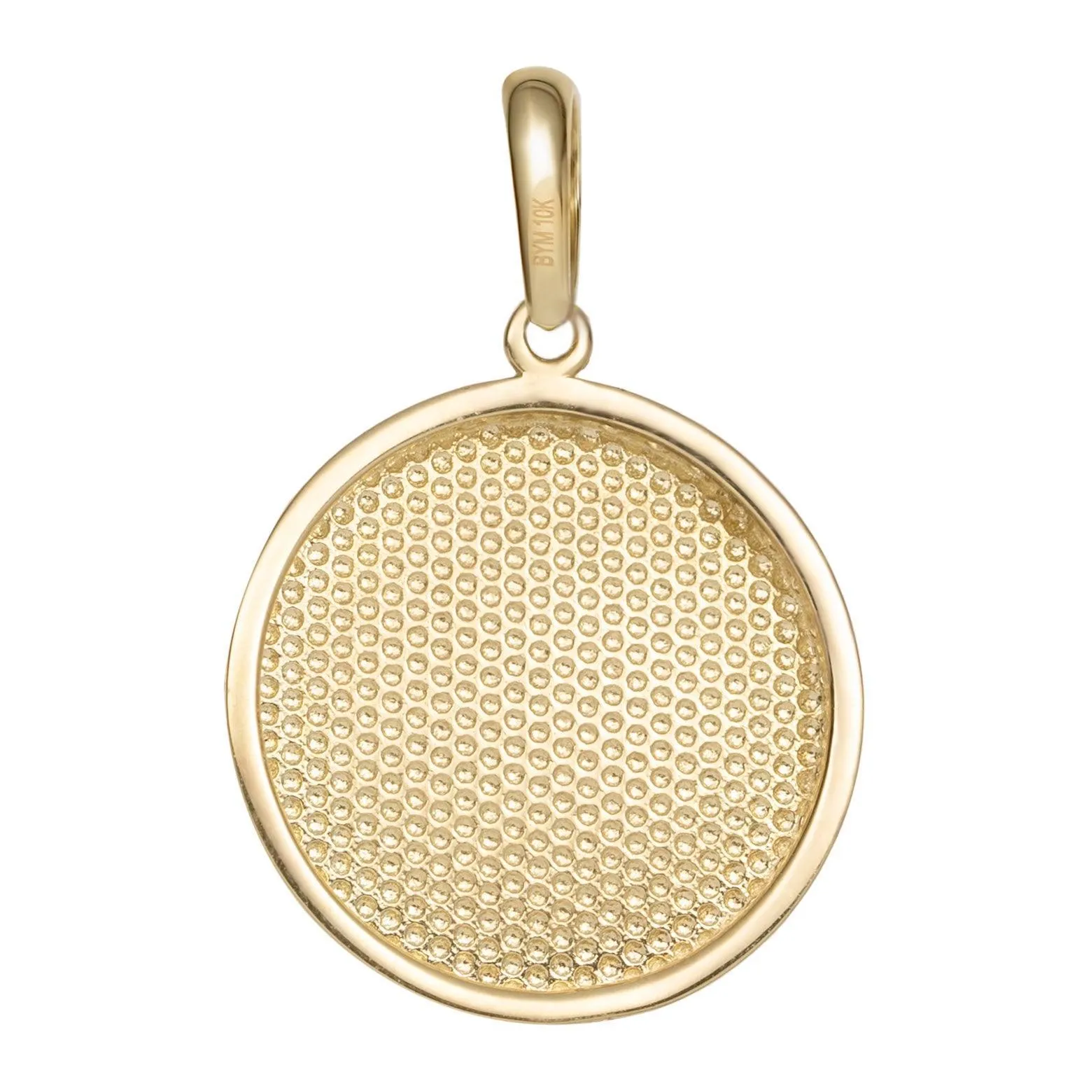 1" Plain Round Dog Tag CZ Pendant 10K Yellow Gold