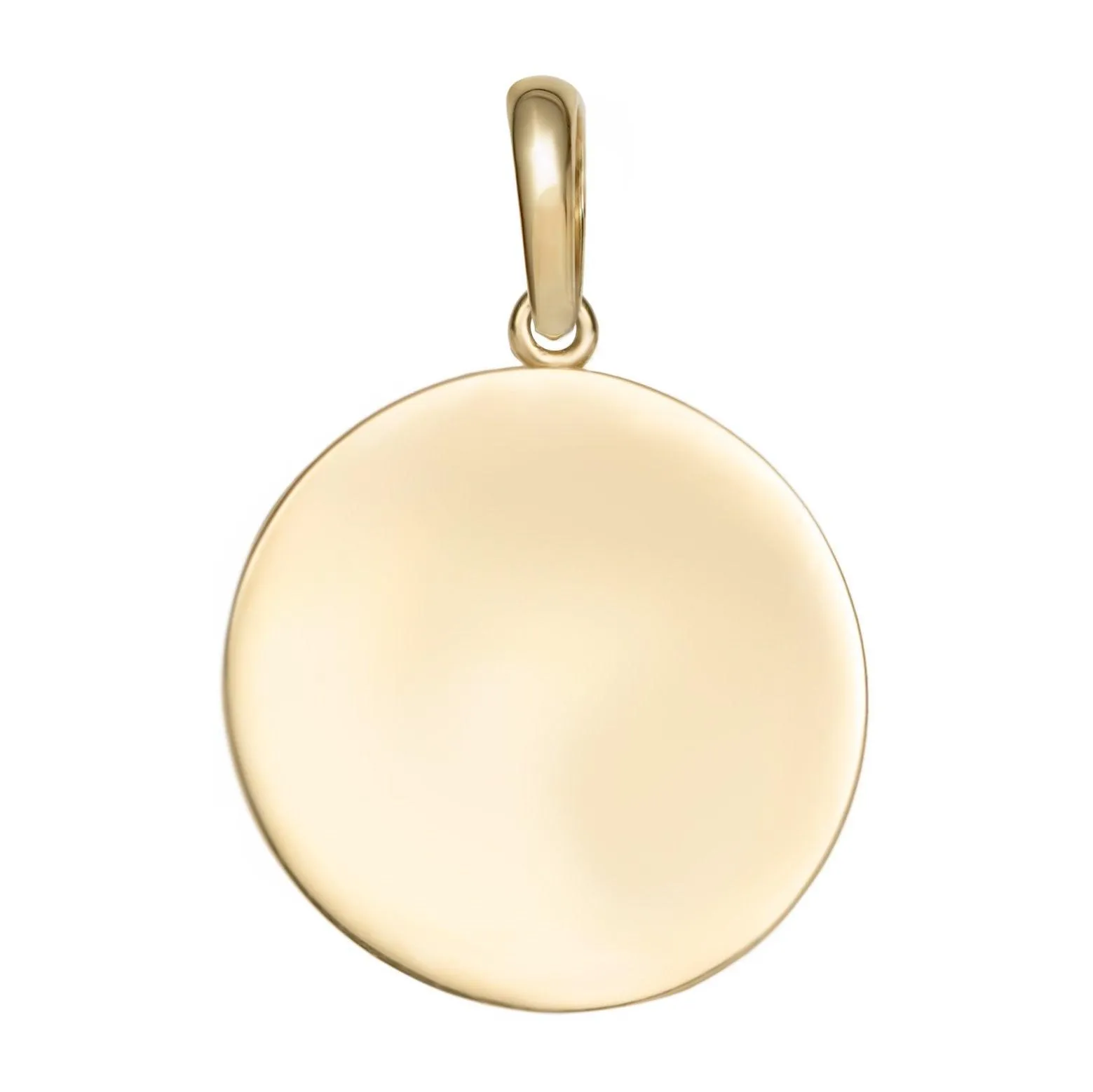 1" Plain Round Dog Tag CZ Pendant 10K Yellow Gold