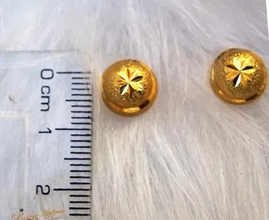 2 Pieces Small Gold Plated Stud in 2 sizes Earring Jewellery for Ladies