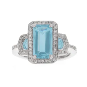 2.15ct Diamond & Aquamarine Ring