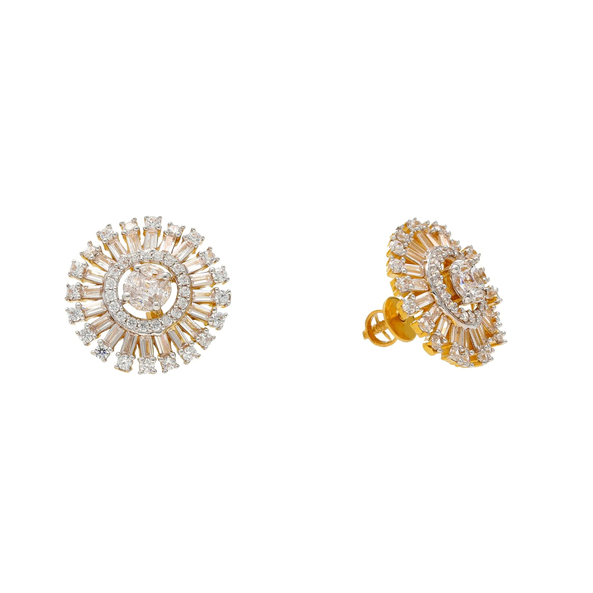 22K Yellow Gold & CZ Stud Earrings (6.9gm)