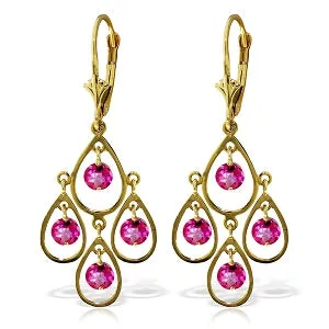 2.4 Carat 14K Solid Yellow Gold Pleasure Pink Topaz Earrings