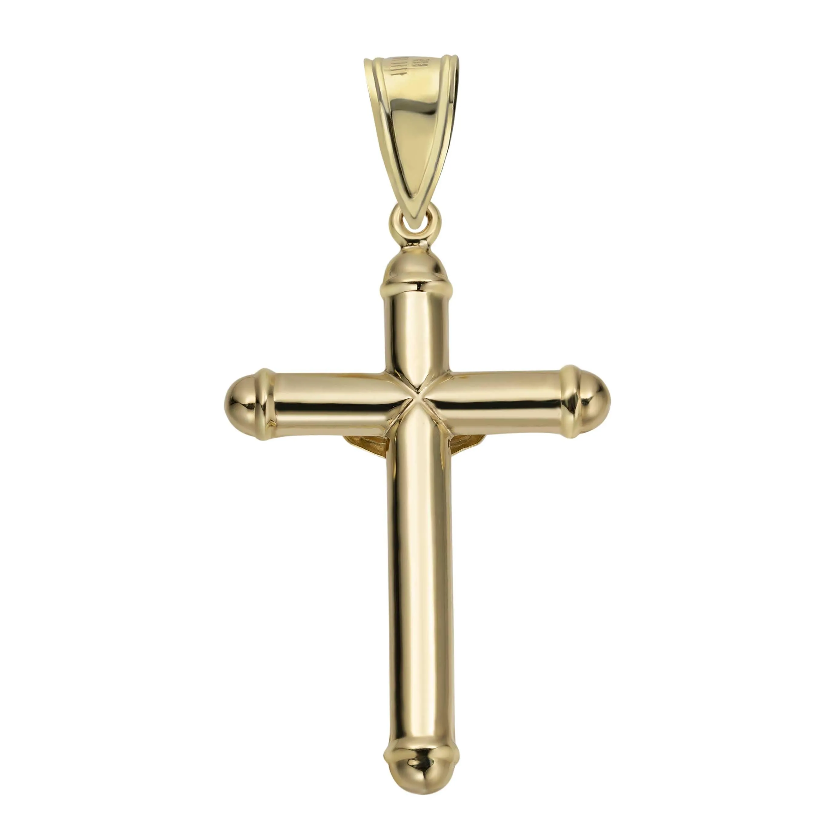 2" Jesus Crucifix Cross Tube Pendant 10K Yellow Gold